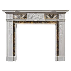 Antique George III Neoclassical Siena and White Marble Fireplace Mantel