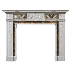 Antique George III Neoclassical Siena and White Marble Fireplace Mantel 12