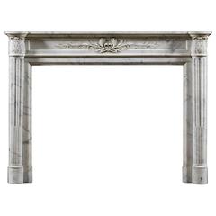 Antique French, Louis XVI Carrara Marble Fireplace Mantle 2