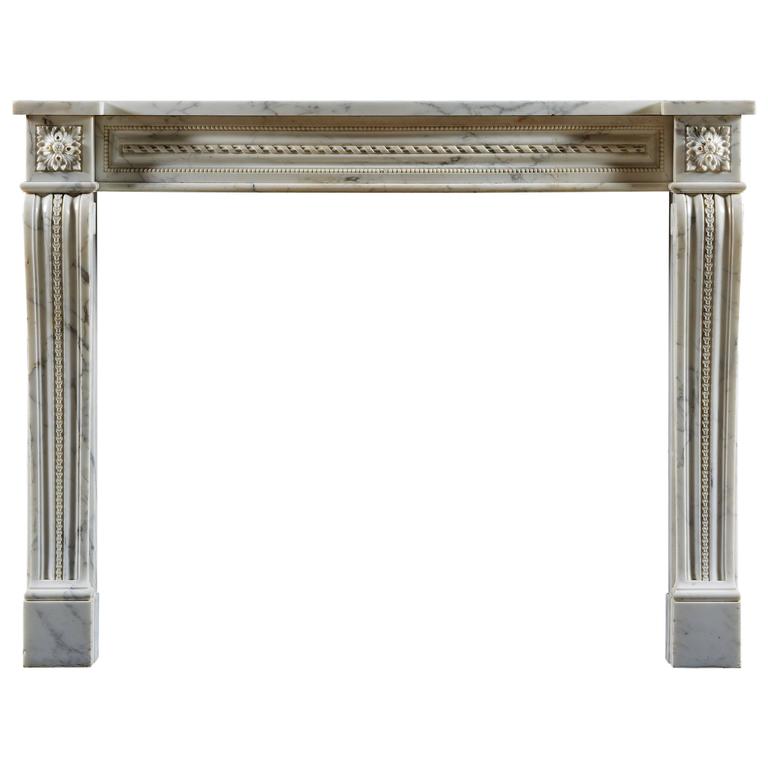 Antique Louis XVI Style Marble Fireplace Mantel For Sale