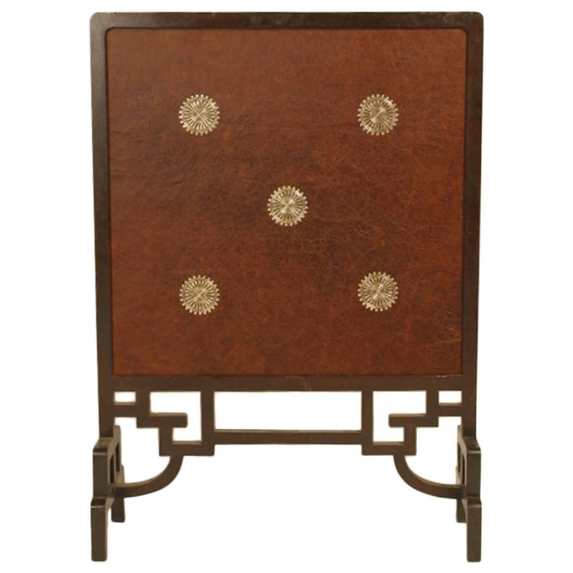 An Anglo-Japanese Fire Screen with Embossed Leather Designs by E. W. Godwin For Sale