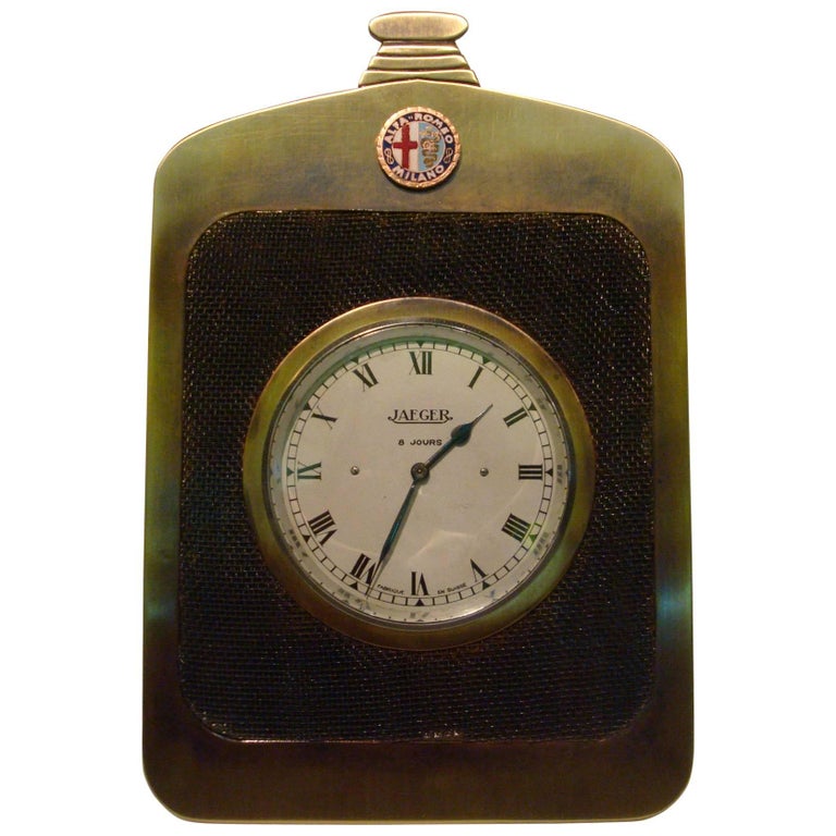 Alfa Romeo Classic Car Radiator Desk Clock, Jaeger, 1920s For Sale at