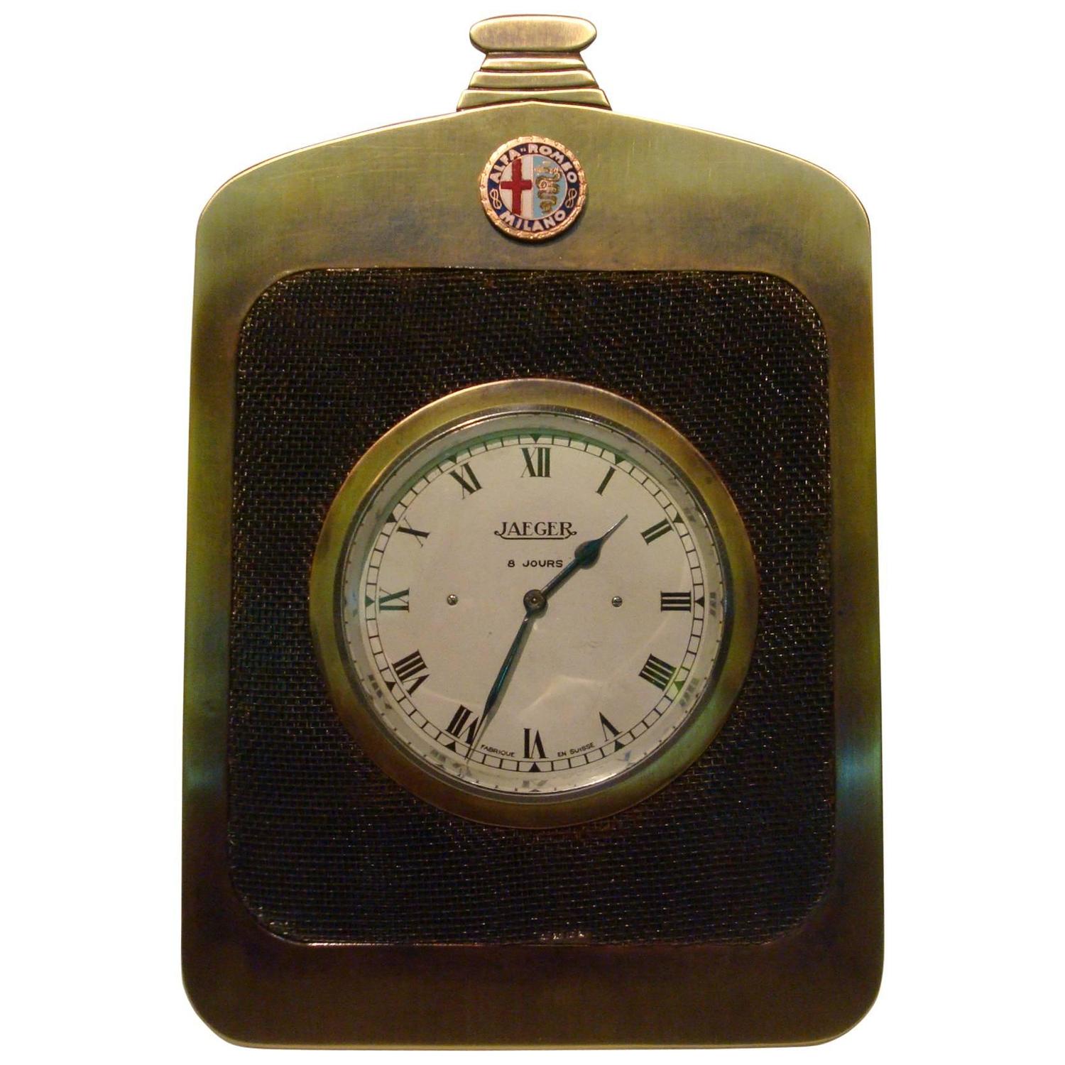 Alfa Romeo Classic Car Radiator Desk Clock, Jaeger, 1920s For Sale at 1stdibs