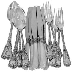 Antique Cardeilhac French Sterling Silver Dinner Flatware Set 18 Pieces Neoclassical
