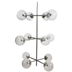 Large Sputnik Chrome Light Fixture with 12 Big Clear Glass Globes, by Kinkeldey 5