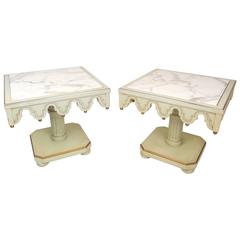 Pair of Mid-Century Marble-Top Side Tables in the Style of Dorothy Draper
