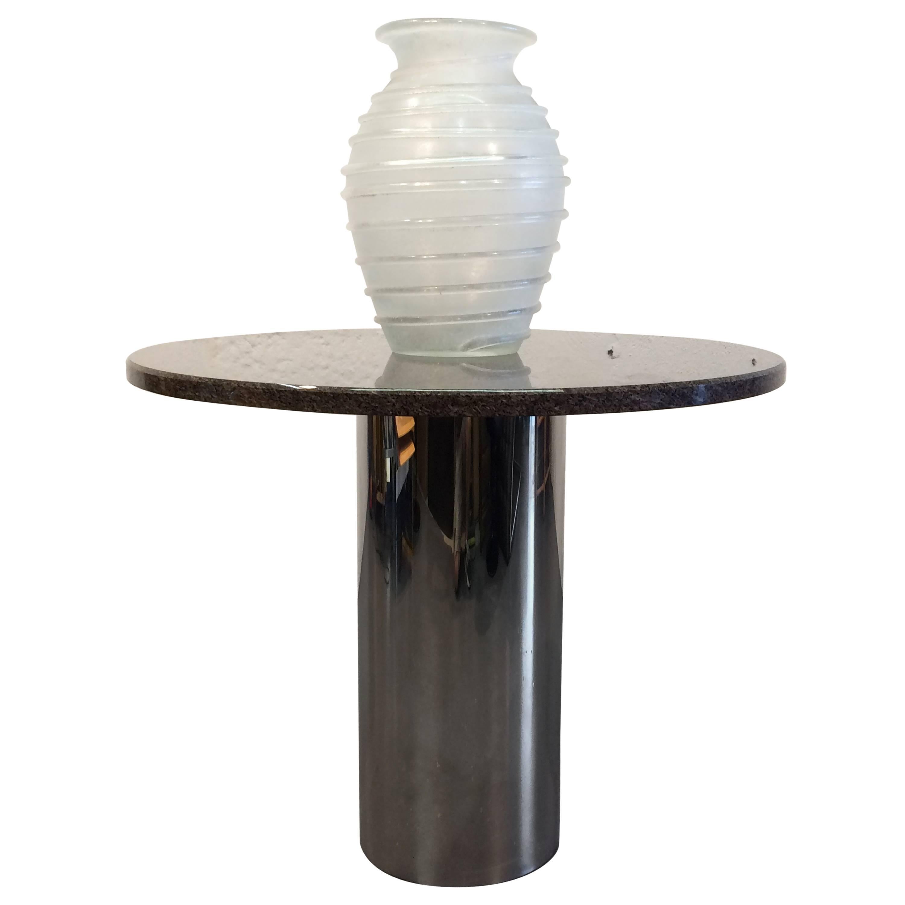 Stainless Steel and Granite Centre Table or Dining Table For Sale