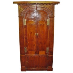 Antique Georgian Irish Yewwood Standing Corner Cupboard