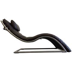 Incredible Stainless Steel and Leather Designer Chaise Longue 9