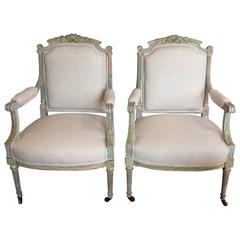 Lovely Pair of 1920s Carved Wood French Armchairs 8