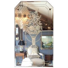 Beautiful Antique Etched Mirror