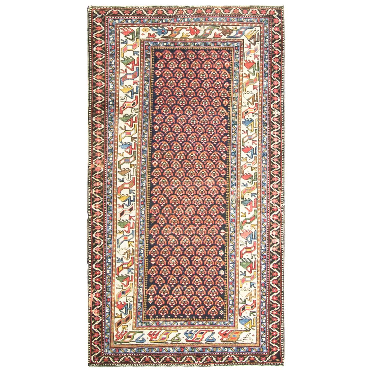  Antique Caucasian Rug, 3'4" x 6'5" Free Shipping For Sale