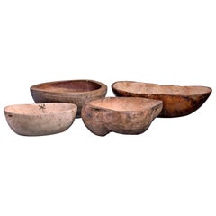 Four Wooden Folk Art Bowls from Sweden, 19th Century