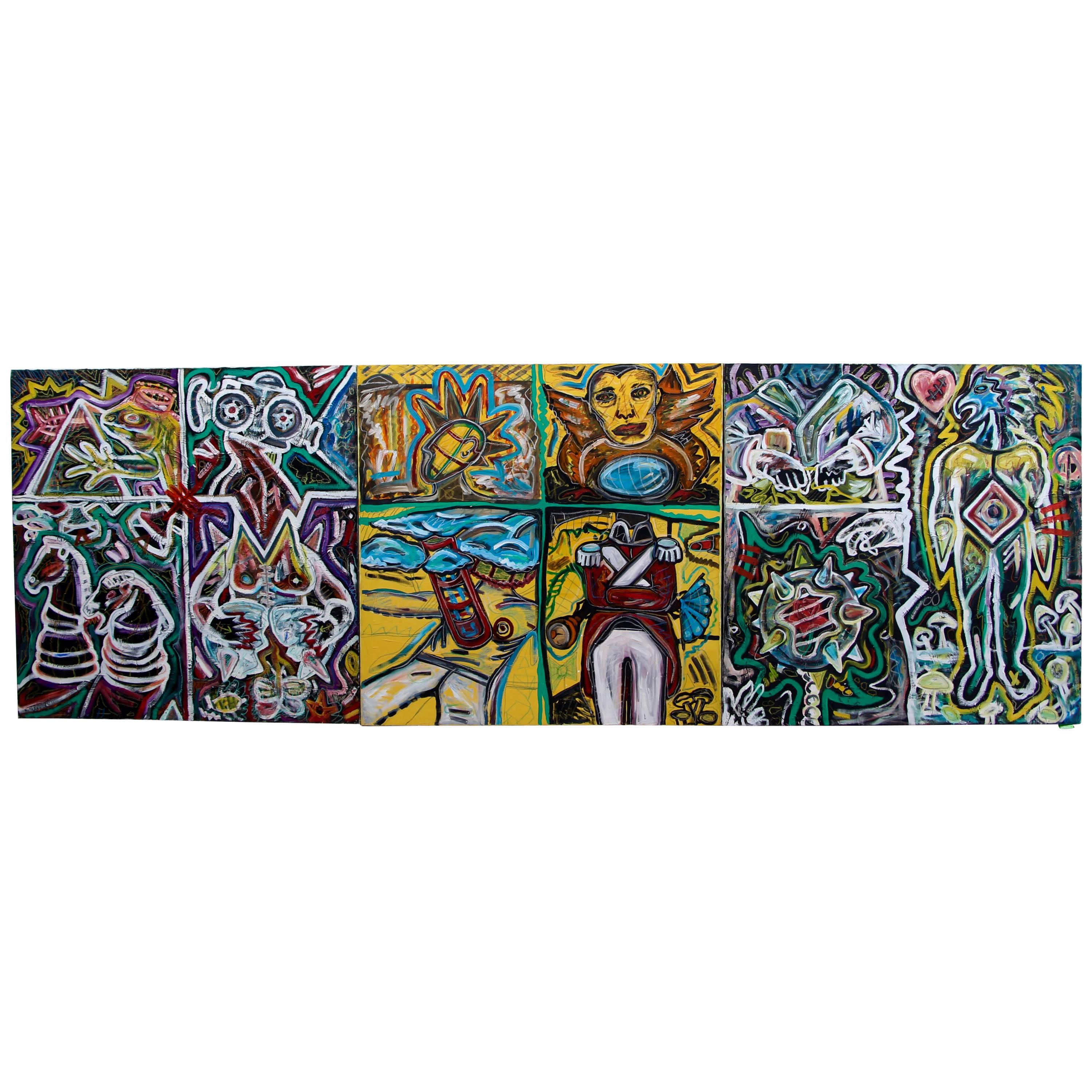 Challenging large triptych Graffiti 