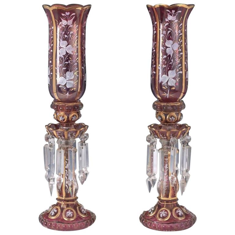 Pair of Antique Baccarat Enameled Cranberry Candlesticks at 1stDibs | vintage  baccarat candlesticks, antique baccarat candlesticks, vintage baccarat  crystal candlesticks