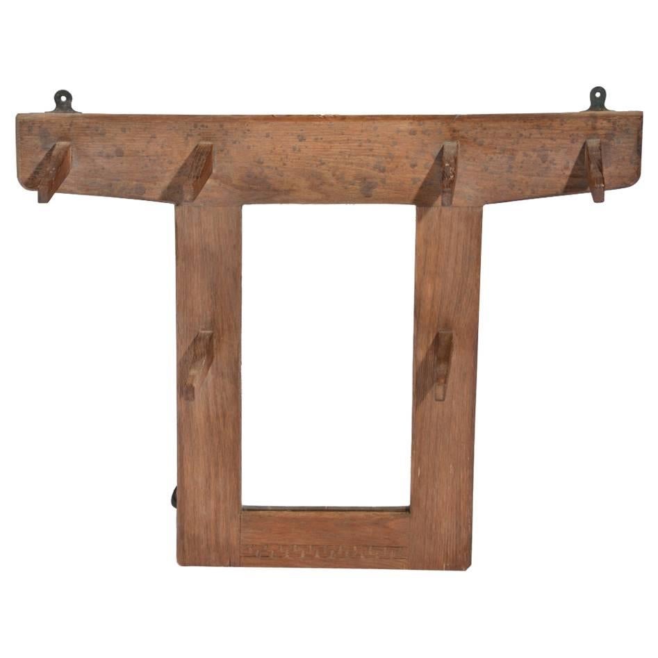 Cotswold School Arts & Crafts Oak Hall Mirror, Attributed to Stanley Webb Davies For Sale