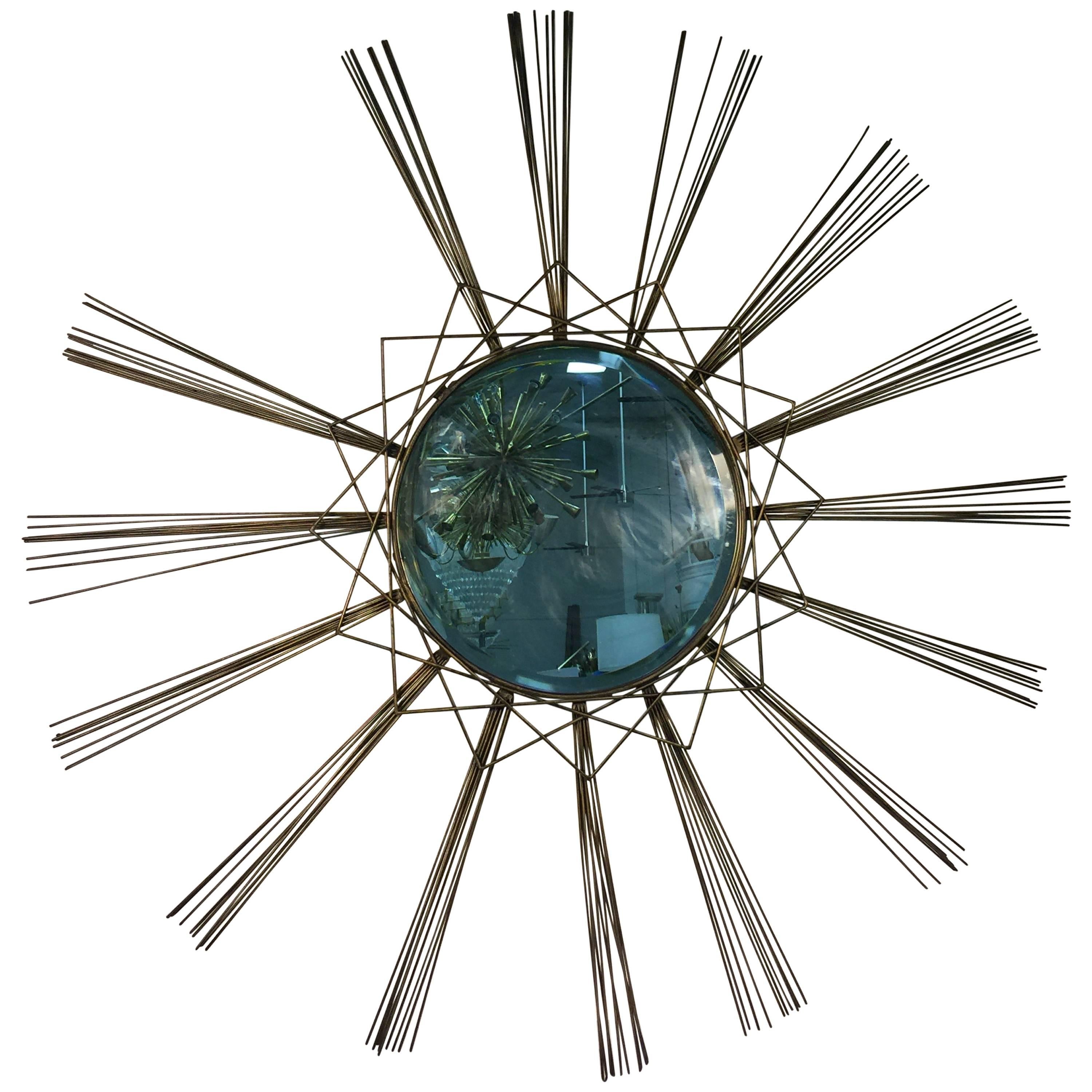 Great Sunburst Wall Mirror or Sculpture with Brutalist Design For Sale