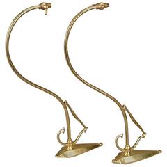 Pair of Arts and Crafts Brass Wall Lights by W A S Benson