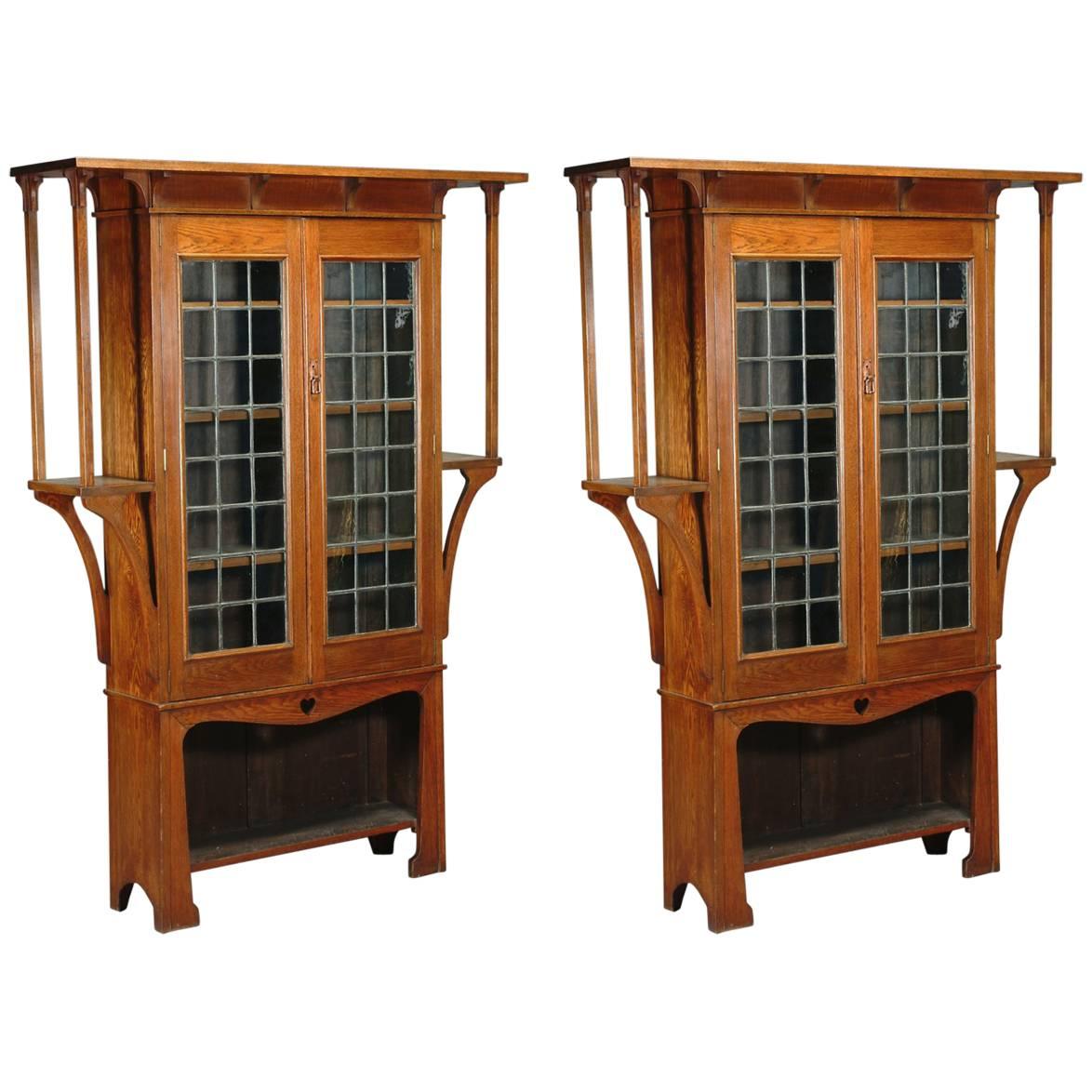 Near Pair of Oak Arts & Crafts Bookcases by Liberty and Co.