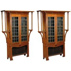 Near Pair of Oak Arts & Crafts Bookcases by Liberty and Co. 1
