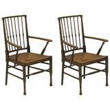 Two Liberty and Co Egyptian Style Thebes Rush Seated Armchairs