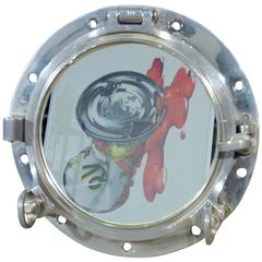 Vintage Massive Aluminium Ship Porthole Scuttle with Mirror Door