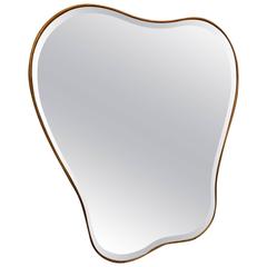 Superb 1960 Italian Free Form Brass Mirror