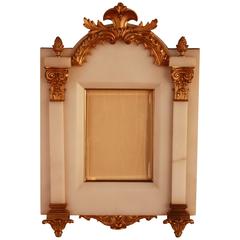 19th Century Marble and Doré Bronze Picture Frame