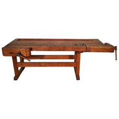 Antique German Carpenters Workbench, Early 20th Century