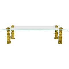 Phyllis Morris Gilt Tassels and Glass Coffee Table