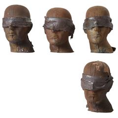 Set of Four Ceramic Heads by Tony Hepburn, 1980s 4