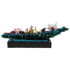 Sculpture Represent a Barrier Reef in a Boat, Mixed-Media Murano Glass 12