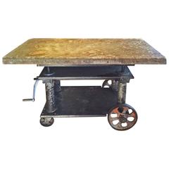 Antique 19th Century Adjustable Cast Iron and Marble Table