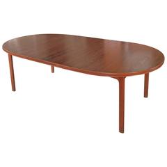 Large Vintage Teak Oval Extension Dining Table by DUX