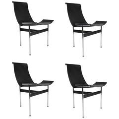 Four T-Chairs by Katavolos, Littel & Kelly for Laverne in Black Leather