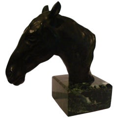 Antique Fantastic Detailed Horse Bust Bronze Sculpture Signed U. Rossi, 1917