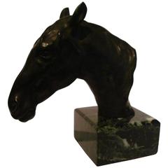 Fantastic Detailed Horse Bust Bronze Sculpture Signed U. Rossi, 1917 10
