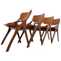 Set of Four Arne Hovmand Olsen Teak Dining Chairs for Mogens Kold, 1950s