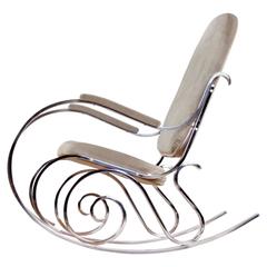 1970s Maison Jansen Chrome Rocking Chair 5