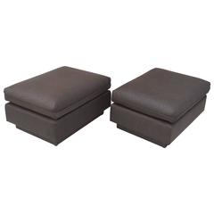 Pair of 1980s Large Ottomans by Steve Chase