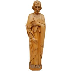 20th Century Carved Wood Religious Figure,'Joseph' Italy