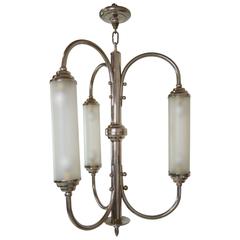 French Art Deco Nickeled Bronze Pendant Light 8