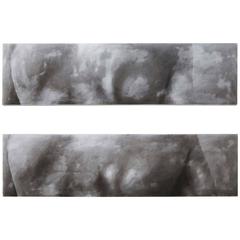 Set of 2 Large Contemporary Monochromatic Nude Abstract Paintings 1