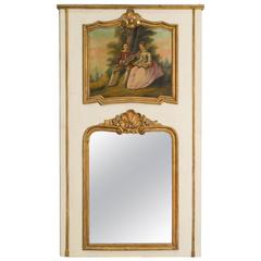 1940s French Trumeau Wall Mirror
