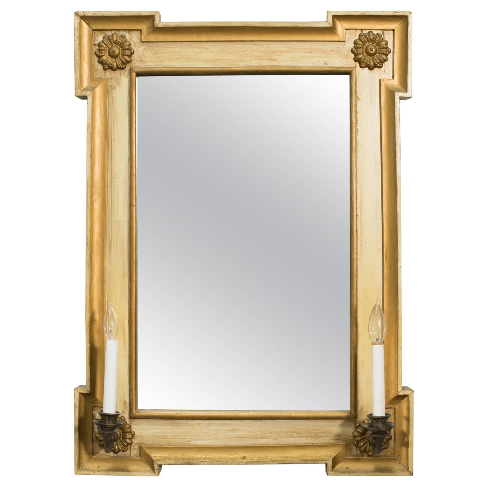 19th Century French Painted Mirror with Sconces