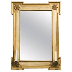 Antique 19th Century French Painted Mirror with Sconces