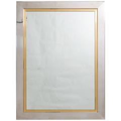 1970s Chrome and Brass Wall Mirror 2