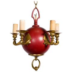 1920s Round English Style Brass Chandelier