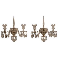 Pair of Caldwell Georgian Style Cut Crystal and Gilt Bronze Sconces 2