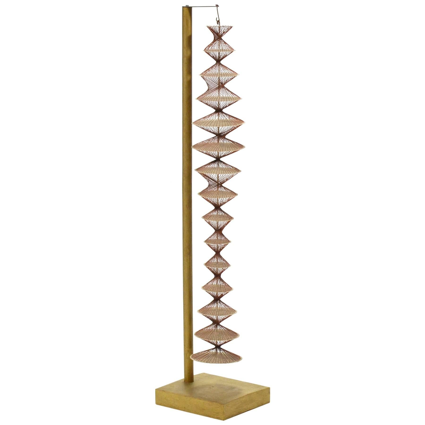 Abstract Geometric Sculpture in Steel and String For Sale